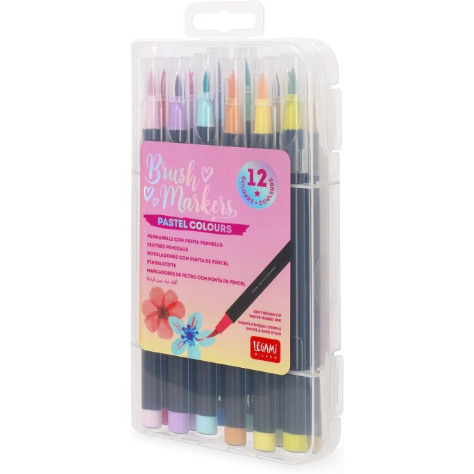 Legami, Set di 12 Pennarelli con Punta Pennello, Brush Markers