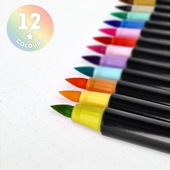 Legami, Set di 12 Pennarelli con Punta Pennello, Brush Markers