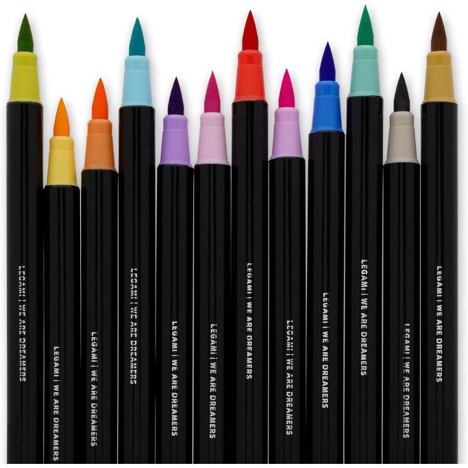 Legami, Set di 12 Pennarelli con Punta Pennello, Brush Markers