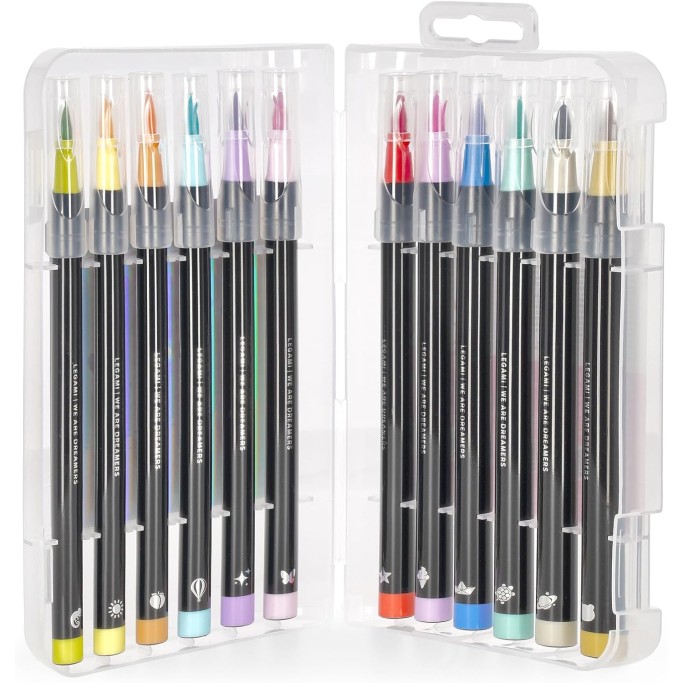 Legami, Set di 12 Pennarelli con Punta Pennello, Brush Markers