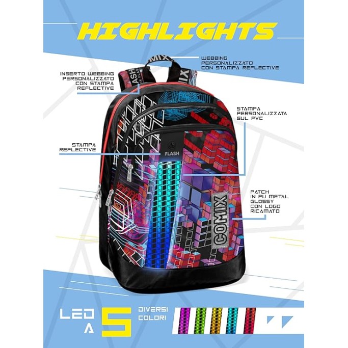 Zaino Organizzato Comix Flash Cube Wave