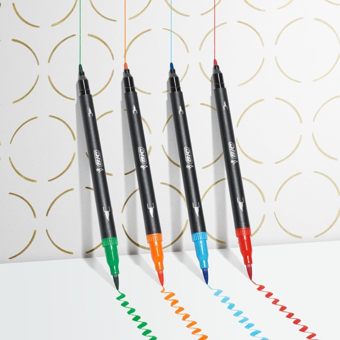 BIC Intensity, Pennarelli Colorati Doppia Punta, Punta in Feltro e Punta a Pennello, 6 Unità