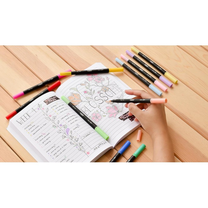 BIC Intensity, Pennarelli Colorati Doppia Punta, Punta in Feltro e Punta a Pennello, 6 Unità