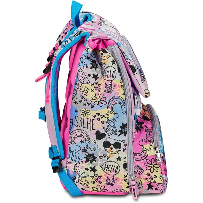 SJ Gang Zaino Scuola Estensibile, Rosa, ColorJam, Zaino Doppio Scomparto Estensibile