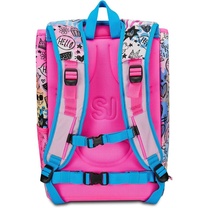 SJ Gang Zaino Scuola Estensibile, Rosa, ColorJam, Zaino Doppio Scomparto Estensibile