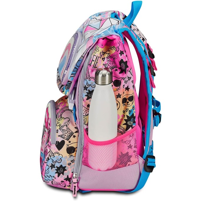 SJ Gang Zaino Scuola Estensibile, Rosa, ColorJam, Zaino Doppio Scomparto Estensibile