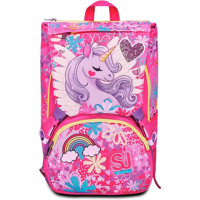 Zaino Scuola Estensibile, SJ Gang  Rosa, Unicorn Led