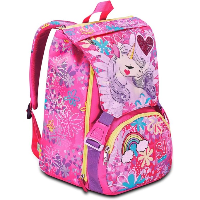 Zaino Scuola Estensibile, SJ Gang  Rosa, Unicorn Led