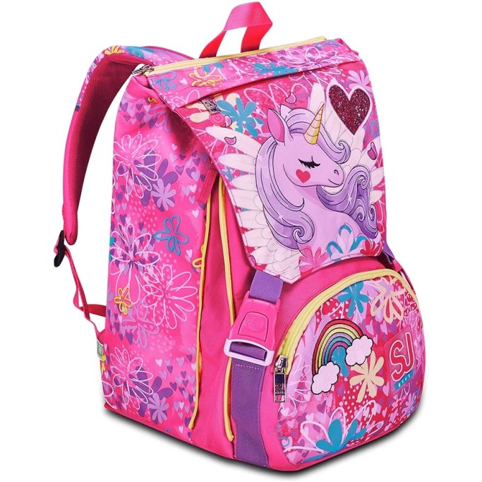 Zaino Scuola Estensibile, SJ Gang  Rosa, Unicorn Led