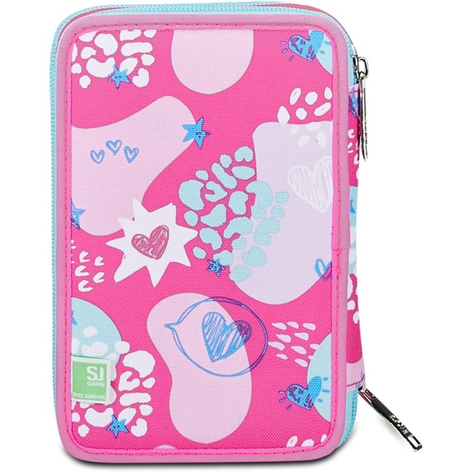 ASTUCCIO SJ GANG  SCUOLA 3 ZIP, ROSA, PINKFUR