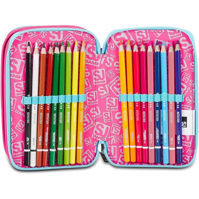 ASTUCCIO SJ GANG  SCUOLA 3 ZIP, ROSA, PINKFUR