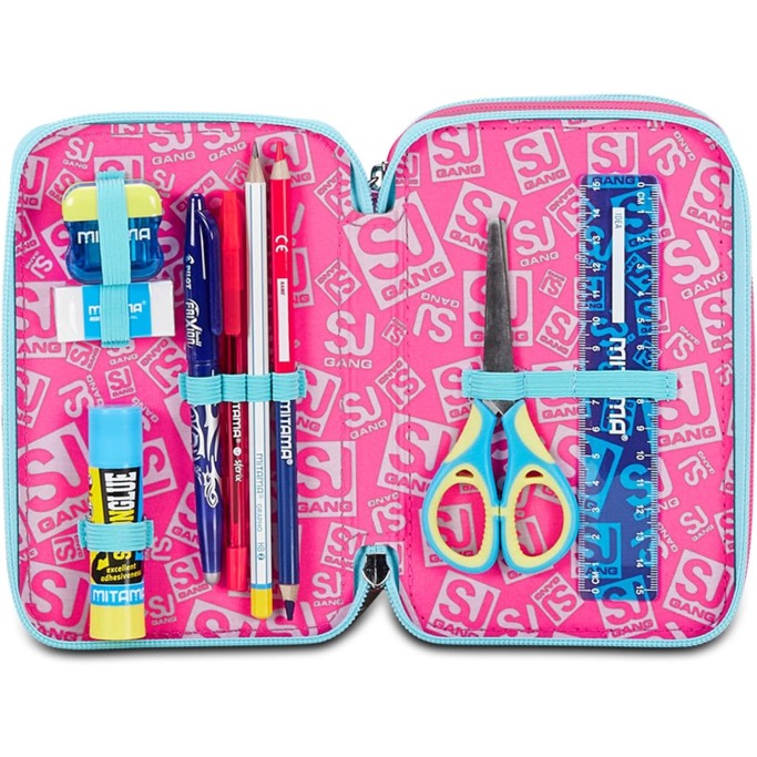ASTUCCIO SJ GANG  SCUOLA 3 ZIP, ROSA, PINKFUR