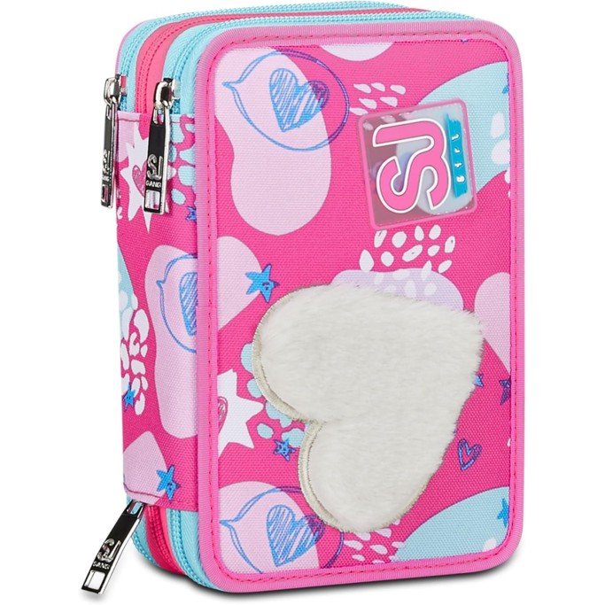 ASTUCCIO SJ GANG  SCUOLA 3 ZIP, ROSA, PINKFUR