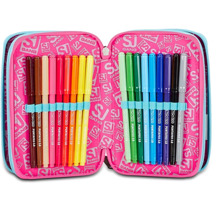 ASTUCCIO SJ GANG  SCUOLA 3 ZIP, ROSA, PINKFUR