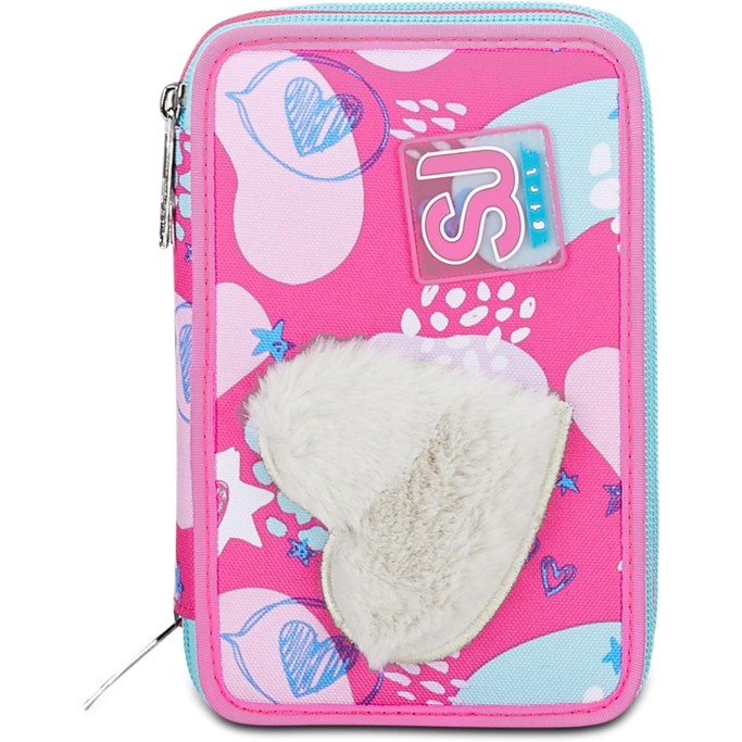 ASTUCCIO SJ GANG  SCUOLA 3 ZIP, ROSA, PINKFUR