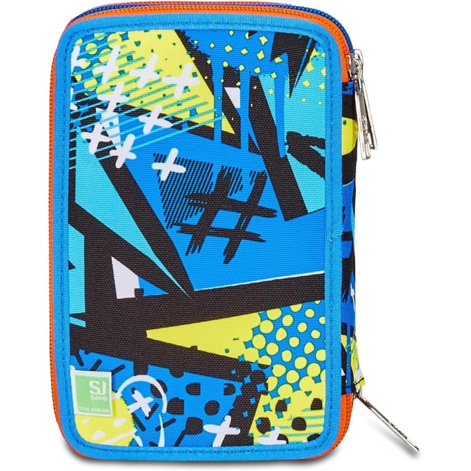 SJ Gang Astuccio Scuola 3 Zip, Blu, Sphere Full