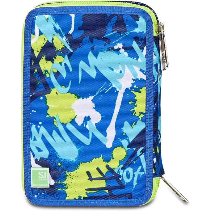 SJ Gang Astuccio Scuola 3 Zip, Blu, SharkStory