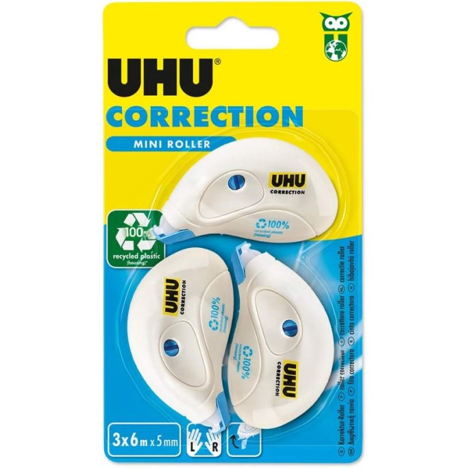 UHU Correttore Roller Mini blister 3pz x 6mt