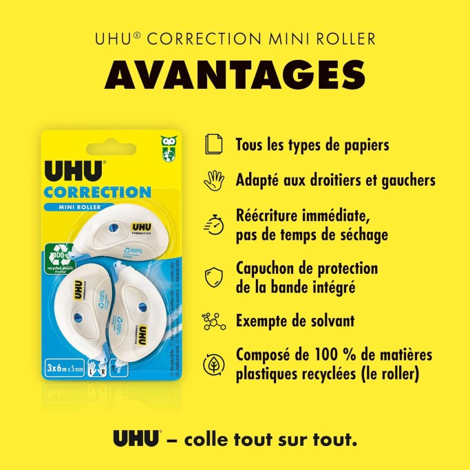 UHU Correttore Roller Mini blister 3pz x 6mt