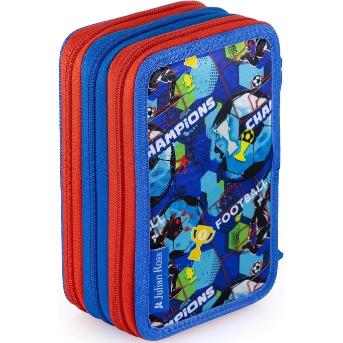 Astuccio 3 zip Champion - Blu