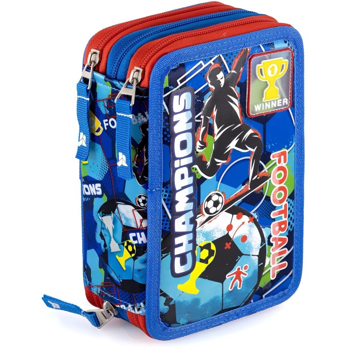 Astuccio 3 zip Champion - Blu
