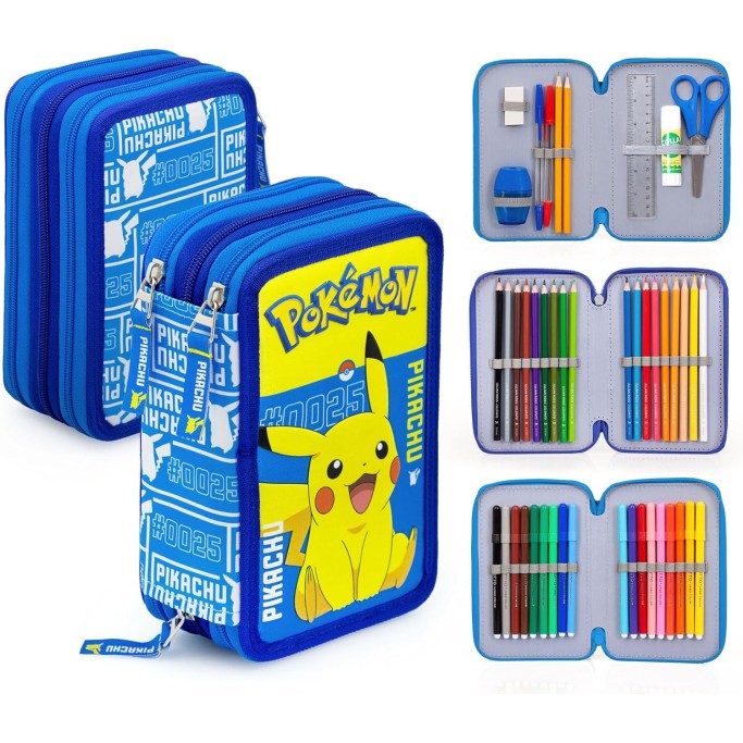 Astuccio 3 zip Pokemon