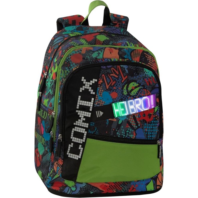 Zaino scuola estensibile bright street boy con scritta luminosa