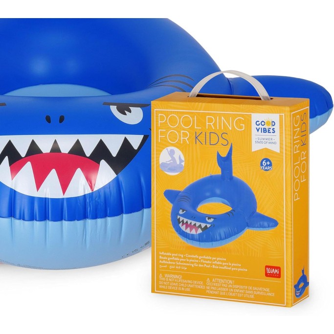 Legami, Ciambella Blu a Forma di Squalo, Diametro 80 cm