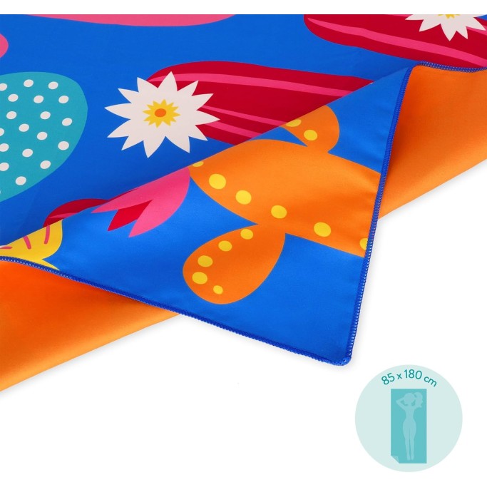 Telo Microfibra Mare Cactus - Ultraleggero 85x180cm