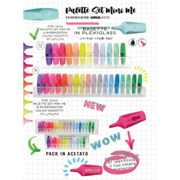 Palette Mini Evidenziatori Mini Me confezione da 12 colori