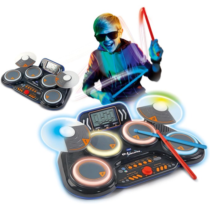 VTech Kidi DJ Drums, Batteria Elettronica per Bambini con Pad Luminosi