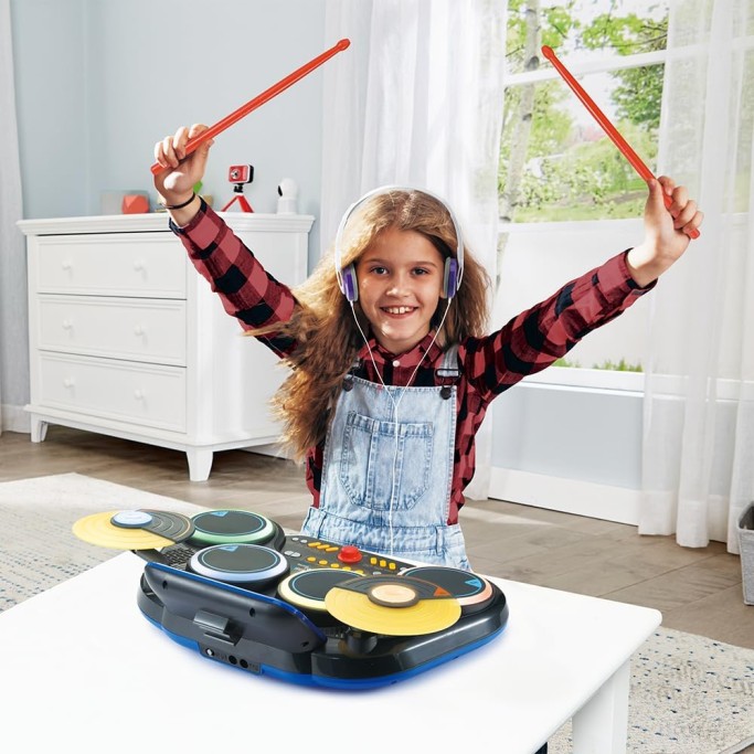 VTech Kidi DJ Drums, Batteria Elettronica per Bambini con Pad Luminosi