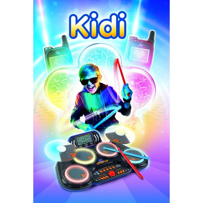 VTech Kidi DJ Drums, Batteria Elettronica per Bambini con Pad Luminosi