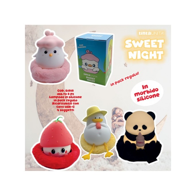 Lampana notturna in silicone Ricaricabile a forma di animali e frutta acc. touch