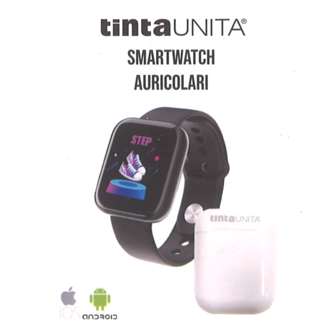 SET SMARTWATCH + AURICOLARE BLUETOOTH BIANCHE TINTAUNITA