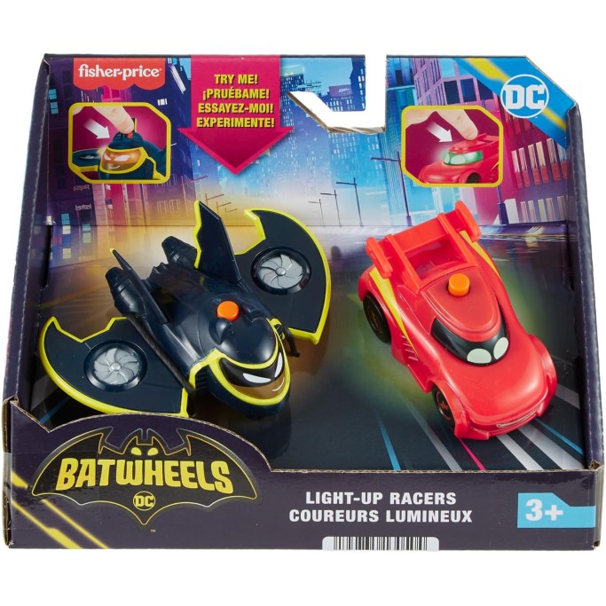 DC Batwheels - Set da 2 macchinine luminose in scala 1:55
