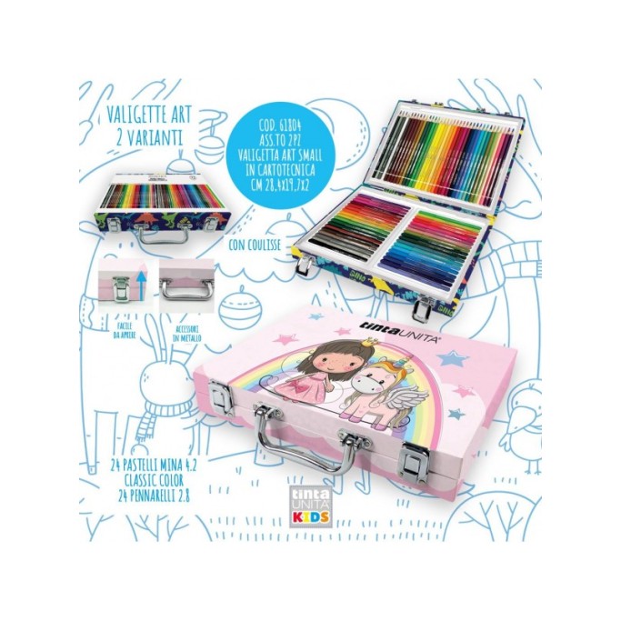 Valigetta artista con manico TintaUnita 24 pastelli + 24 pennarelli