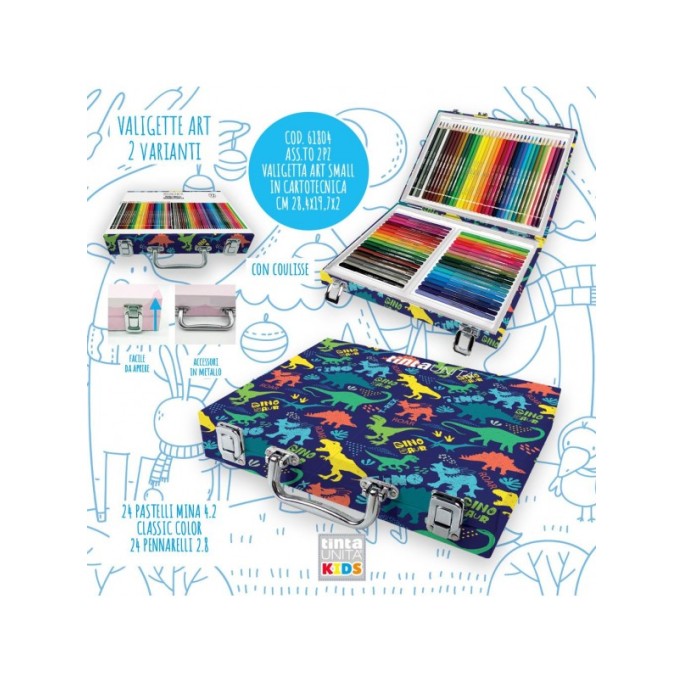 Valigetta artista con manico TintaUnita 24 pastelli + 24 pennarelli