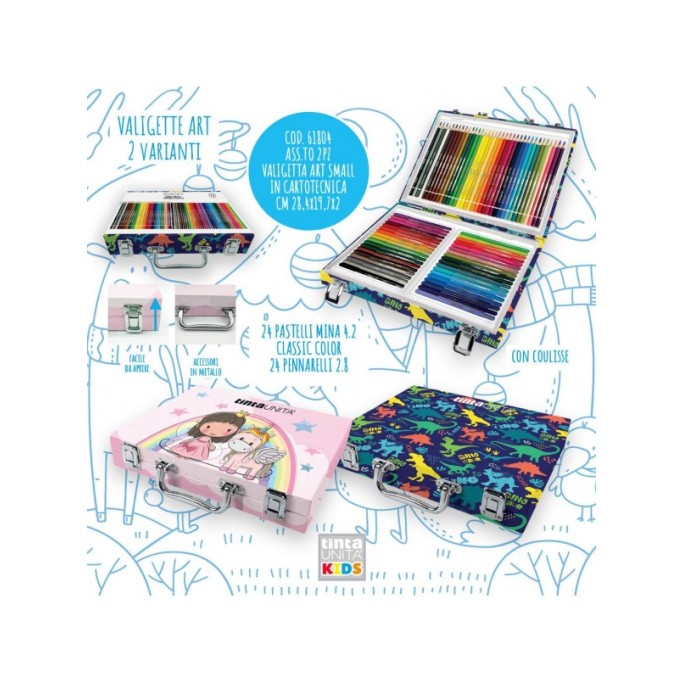 Valigetta artista con manico TintaUnita 24 pastelli + 24 pennarelli