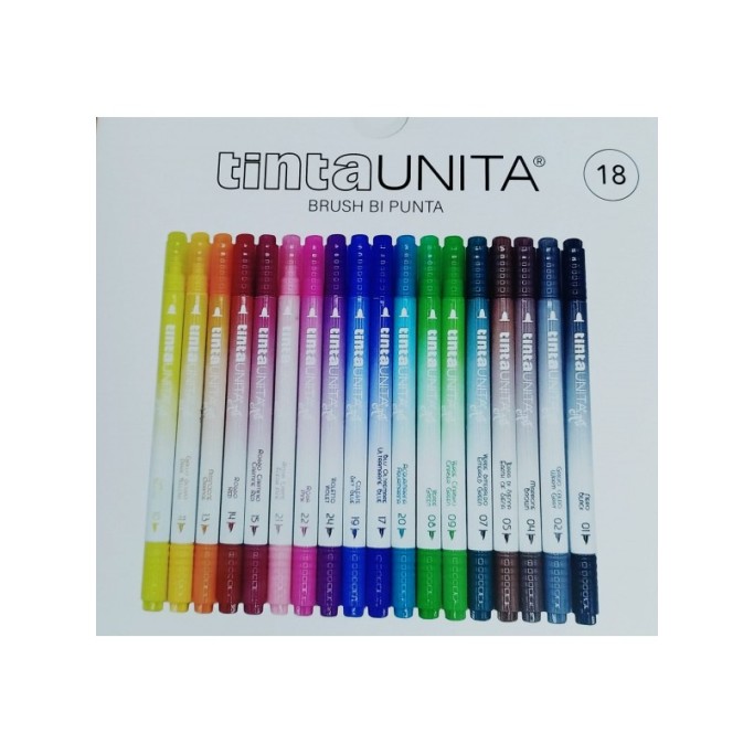 Tinta Unita, 18 Pennarelli Brush Bi Punta