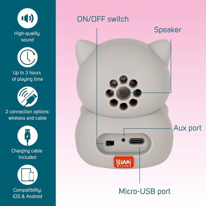 Legami Speaker Wireless con Supporto cellulare tema kitty