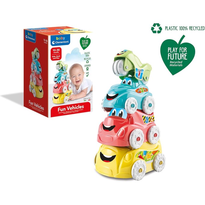 Clementoni, Veicoli Attività impilabili , Macchinine per Bambini 10+ Mesi