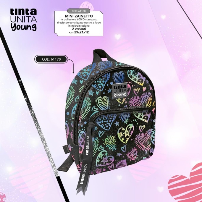 ZAINETTO YOUNG MINI IN TESSUTO GLITTERATO TINTA UNITA