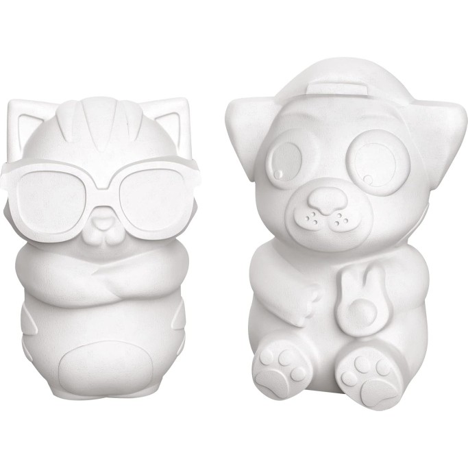 Maped CREATIV - Set di statuette in gesso, tema estivo, gatto e cane