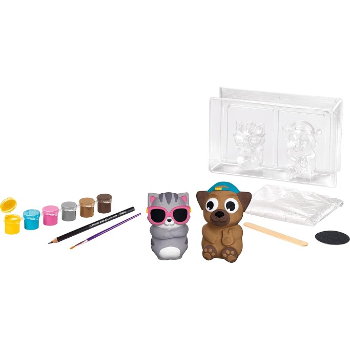 Maped CREATIV - Set di statuette in gesso, tema estivo, gatto e cane