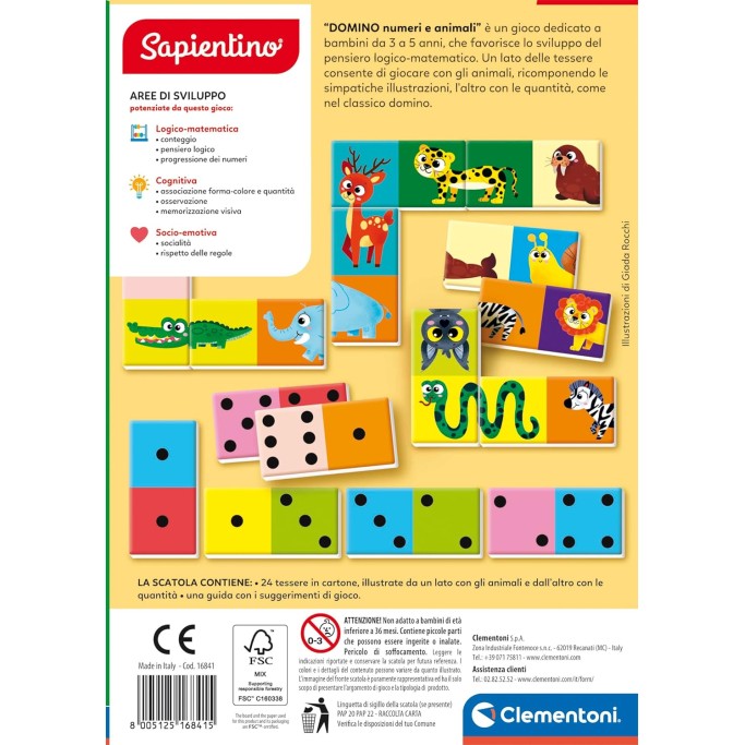 Clementoni Sapientino Domino Numeri e Animali