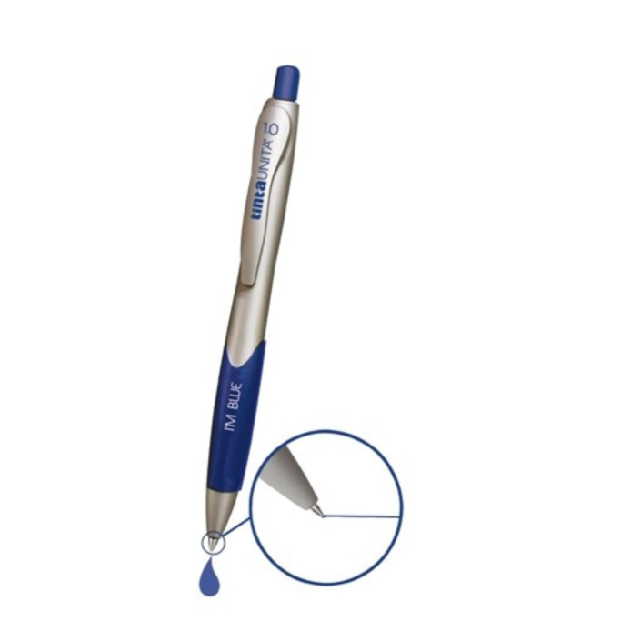 Tinta Unita, Penna sfera a scatto fusto Argento 1.0 Blu