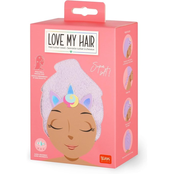 Legami Turbante per Capelli Love My Hair, Tema Unicorn