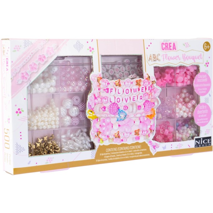 Perline ABC Flower Bouquet, Kit da 500 Perline colorate e multiformi