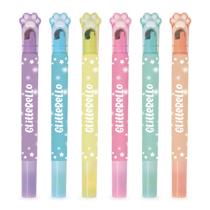 Gliterello evidenziatore glitterato e timbrino rotante assortito 1 pezzo